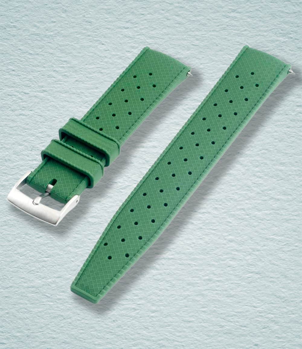 StrapHabit Strap 18mm / Green Tropical Retro Style FKM Rubber Quick Release Watch Straps
