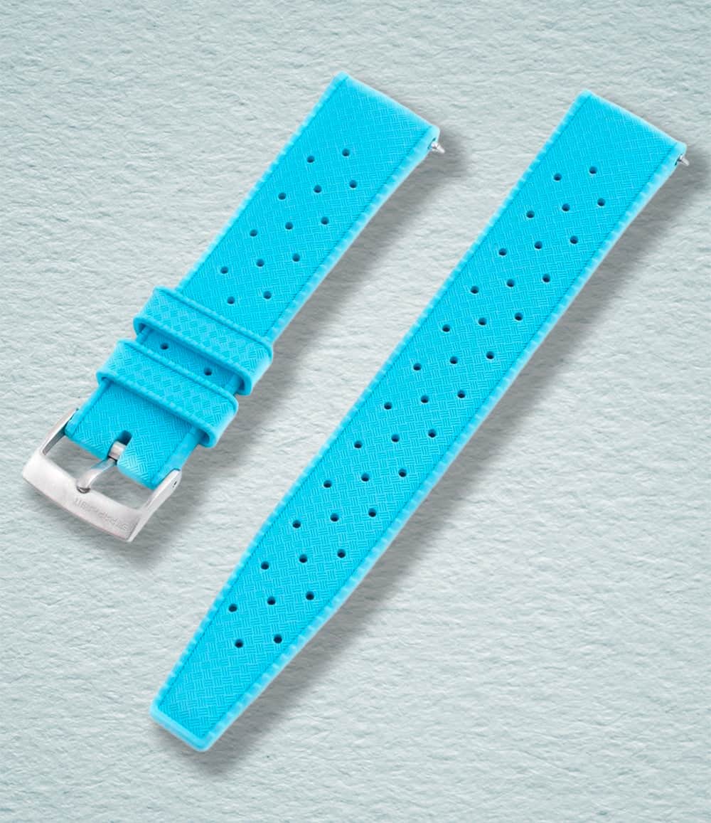 StrapHabit Strap 18mm / Light Blue Tropical Retro Style FKM Rubber Quick Release Watch Straps