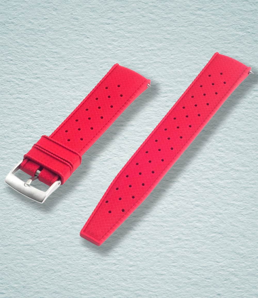 StrapHabit Strap 18mm / Red Tropical Retro Style FKM Rubber Quick Release Watch Straps