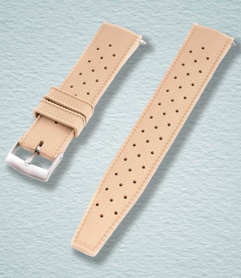 StrapHabit Strap 18mm / Khaki Tropical Retro Style FKM Rubber Quick Release Watch Straps