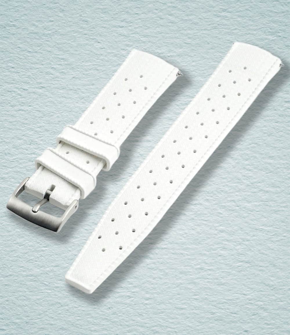 StrapHabit Strap 18mm / White Tropical Retro Style FKM Rubber Quick Release Watch Straps