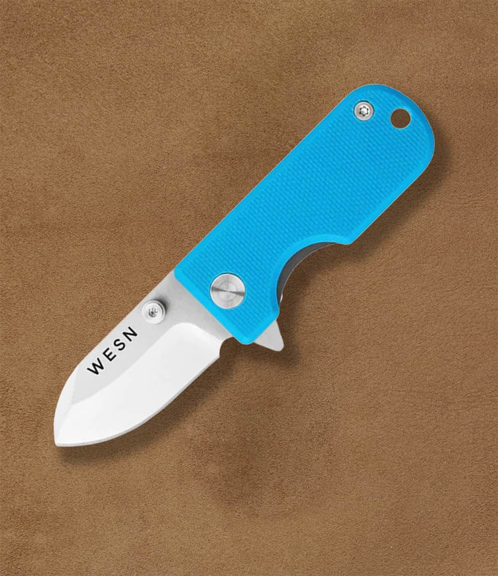 WESN Knife Sky Blue G10 x Titanium The WESN Microblade