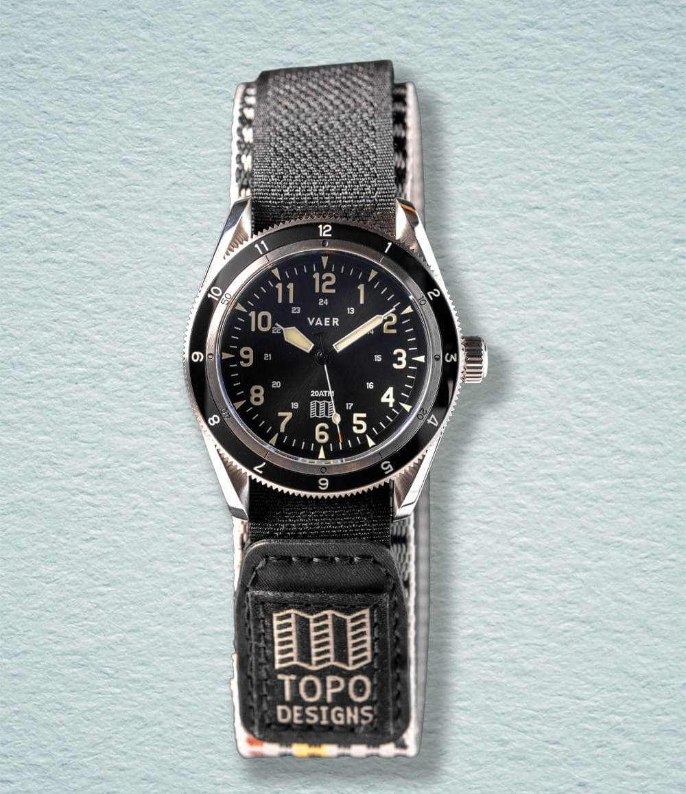 Vaer Watch Black Vaer x Topo Designs x Worn & Wound Solar Hiker V2