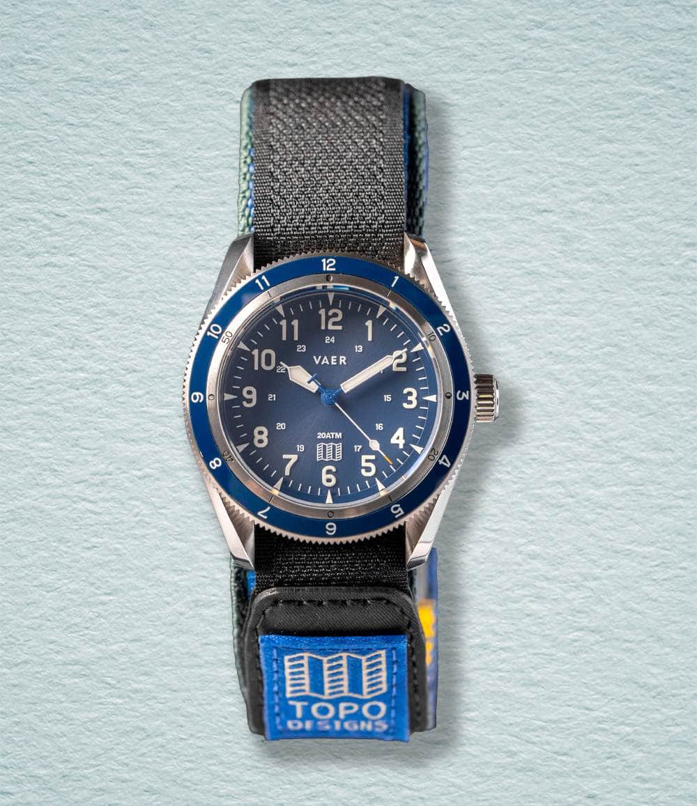 Vaer Watch Navy Vaer x Topo Designs x Worn & Wound Solar Hiker V2