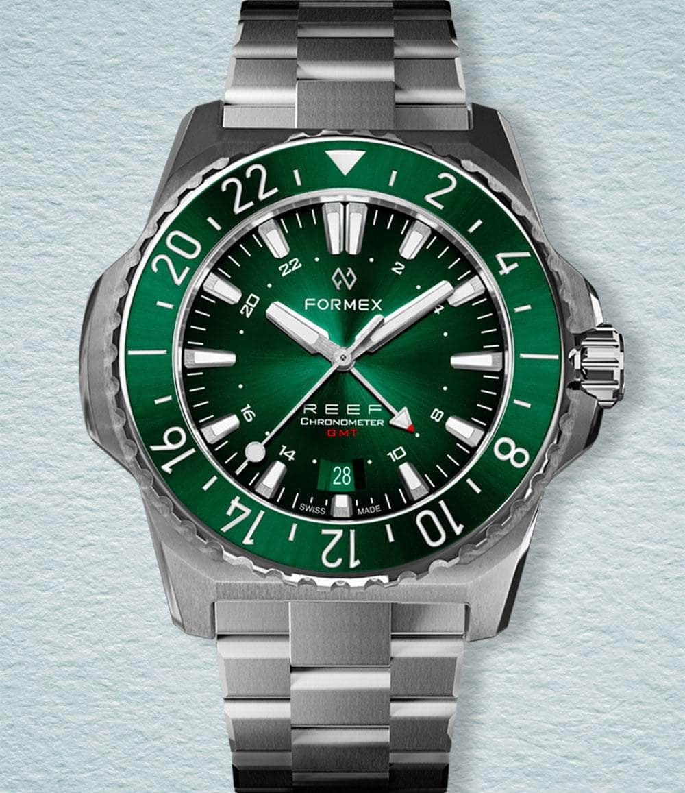 Formex Watch Green Green Bezel on Bracelet Reef GMT 42 mm