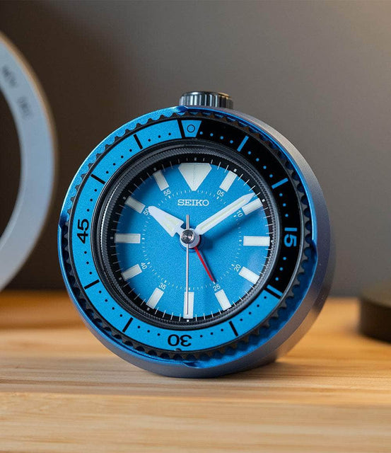 Seiko Clocks Clock Blue Mai Modern Rotating Bezel Alarm Clock