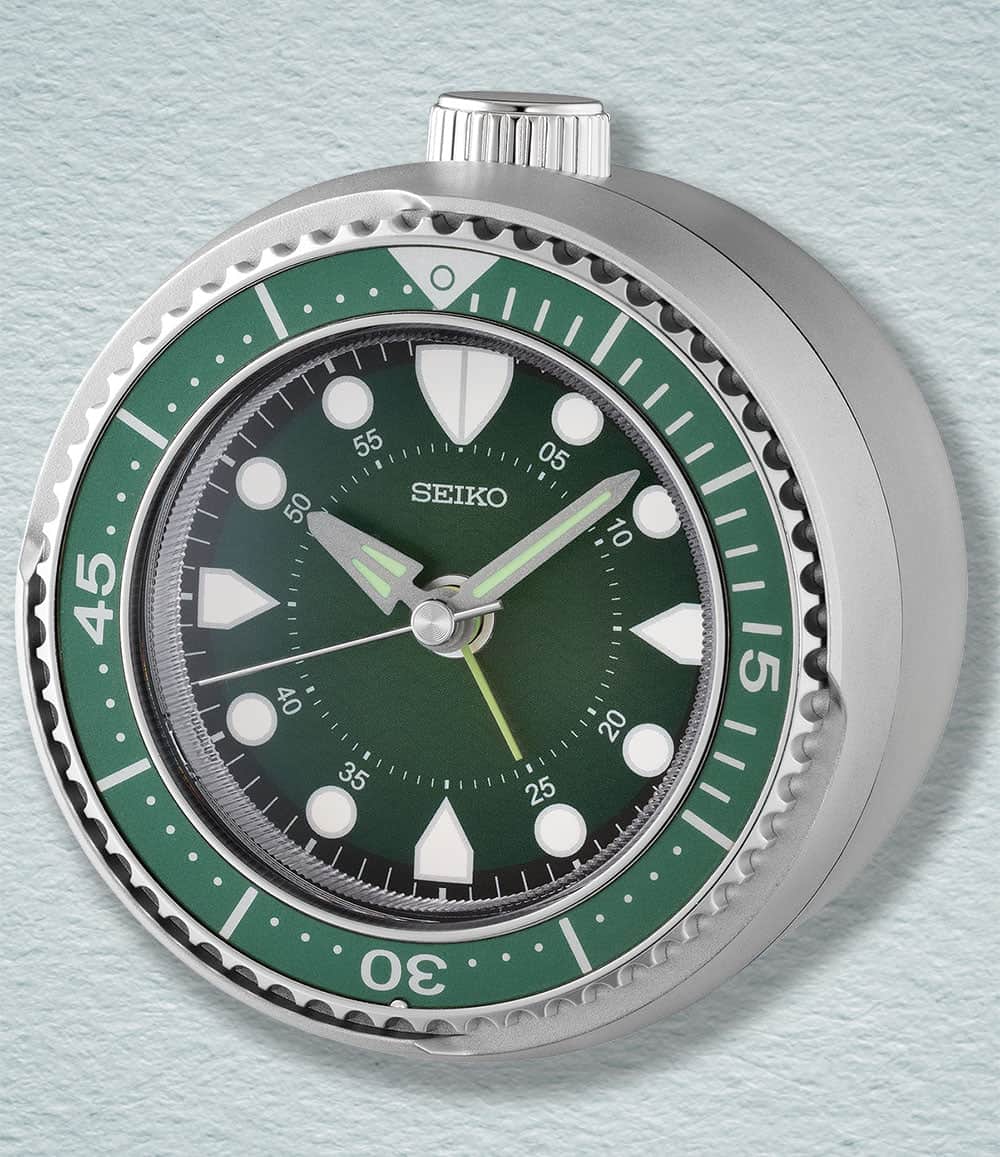 Seiko Clocks Clock Green Mai Modern Rotating Bezel Alarm Clock