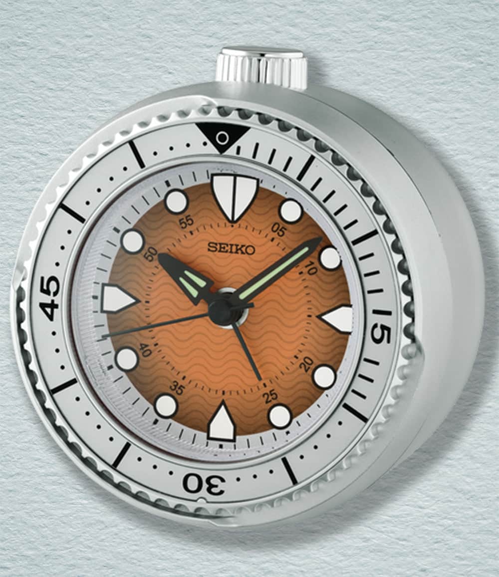 Seiko Clocks Clock Orange Mai Modern Rotating Bezel Alarm Clock