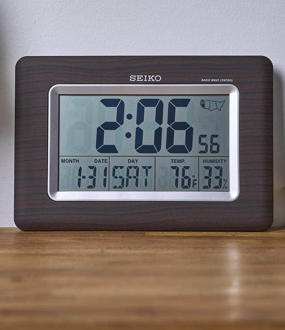 Seiko Clock Wood Everything Digital R WAVE Clock