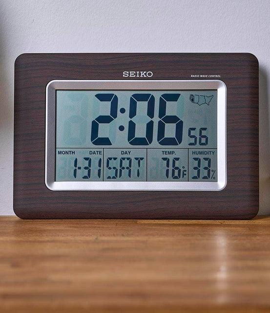 Seiko Clock Wood Everything Digital R WAVE Clock