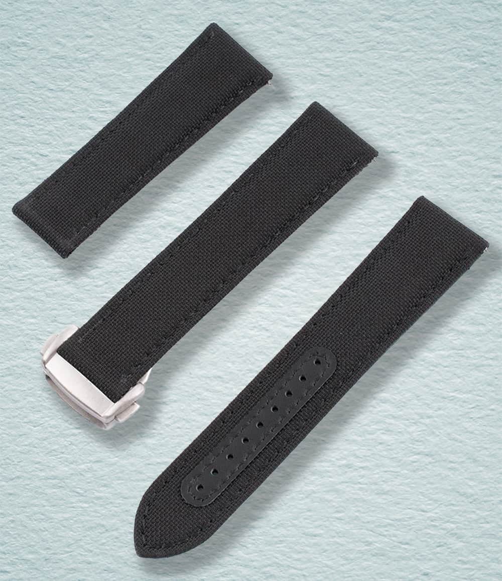 StrapHabit Strap 18mm / Black Deployant Sailcloth Quick Release Watch Straps