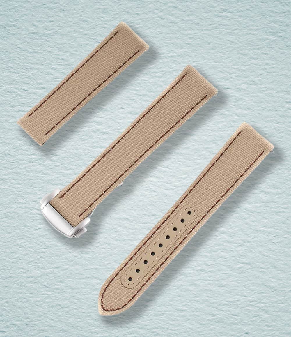 StrapHabit Strap 18mm / Khaki/Brown Deployant Sailcloth Quick Release Watch Straps