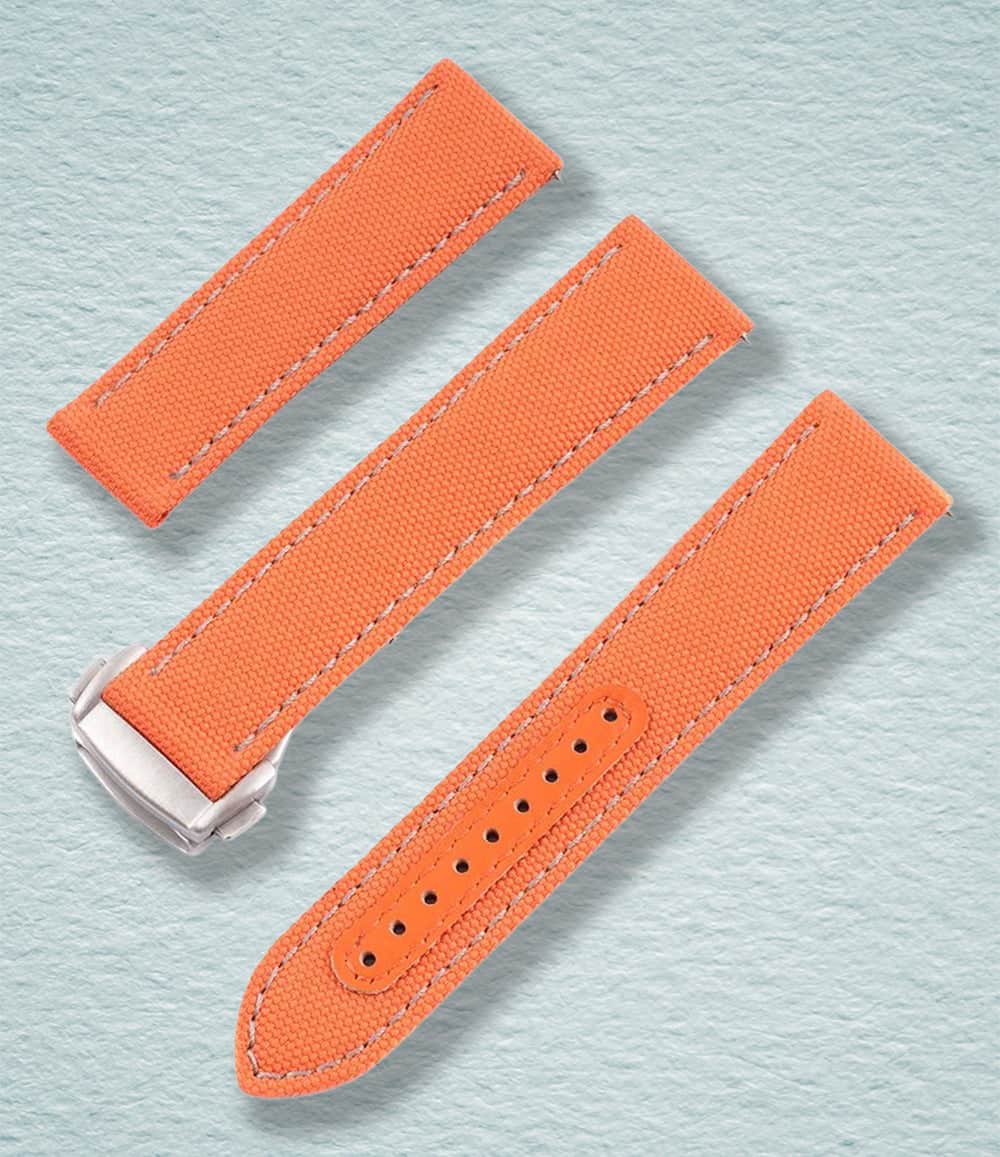 StrapHabit Strap 18mm / Orange/Gray Deployant Sailcloth Quick Release Watch Straps
