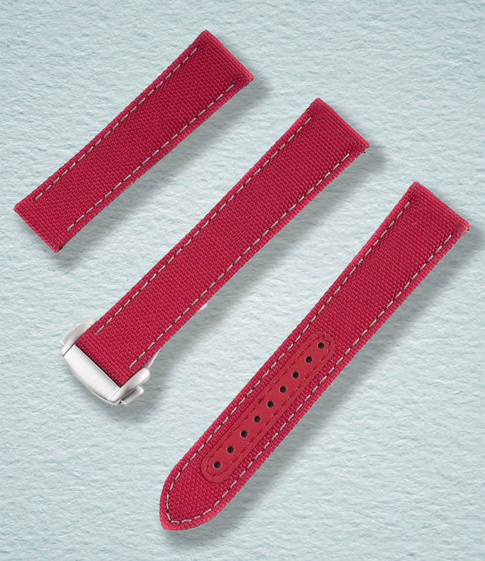 StrapHabit Strap 18mm / Burgundy/Gray Deployant Sailcloth Quick Release Watch Straps