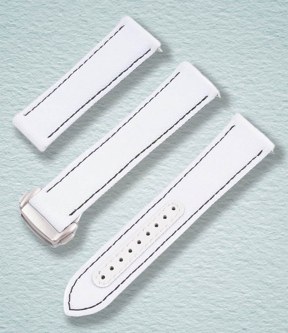 StrapHabit Strap 18mm / White/Black Deployant Sailcloth Quick Release Watch Straps