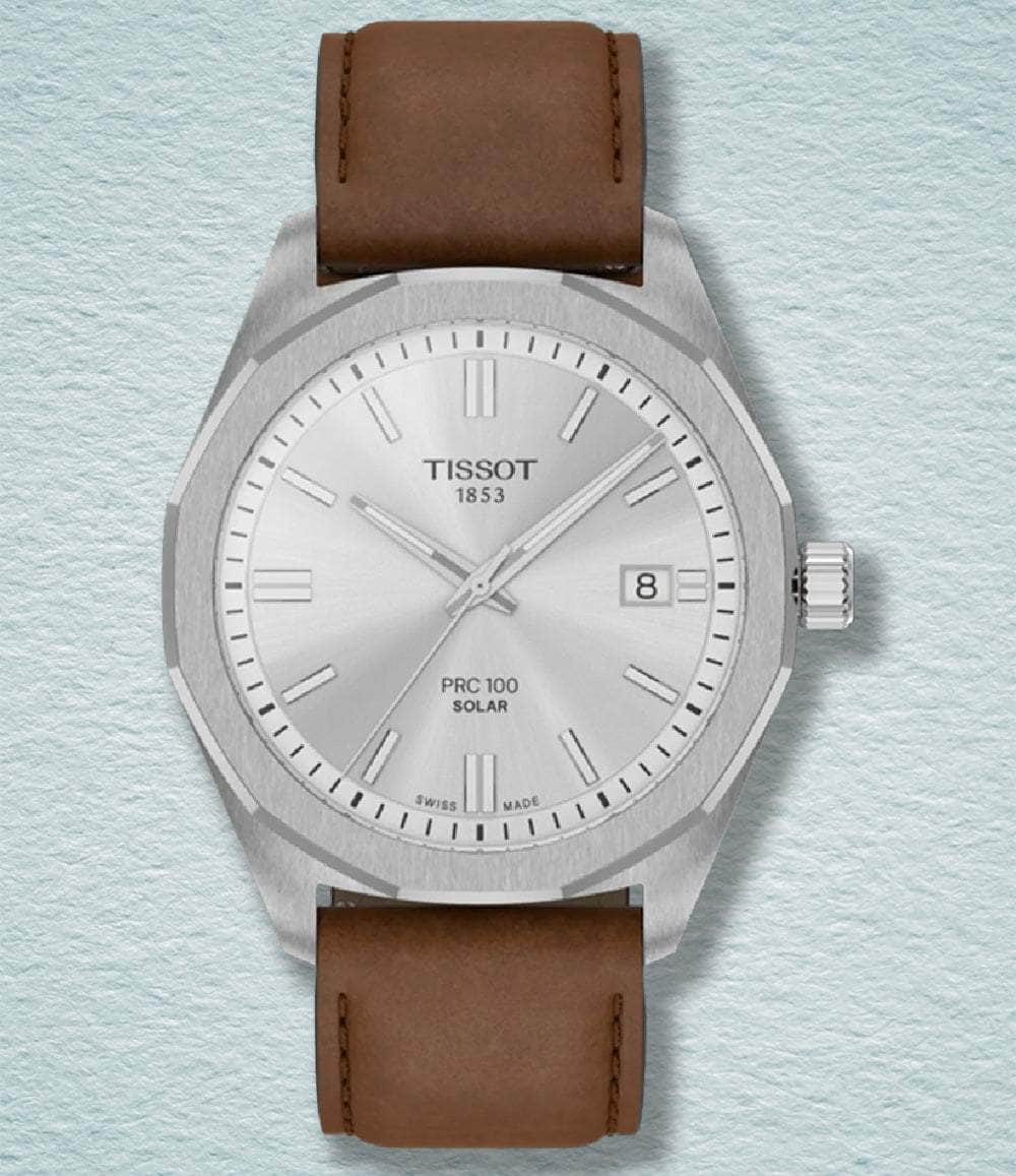 Tissot Watch Silver / Leather PRC 100 Solar Quartz
