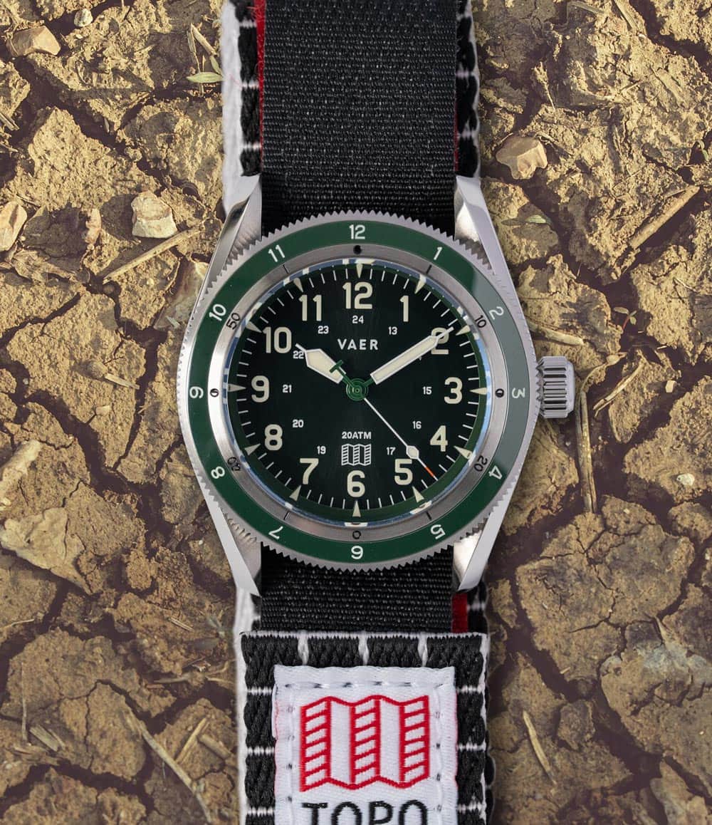 Vaer Watch Green Vaer x Topo Designs x Worn & Wound Solar Hiker
