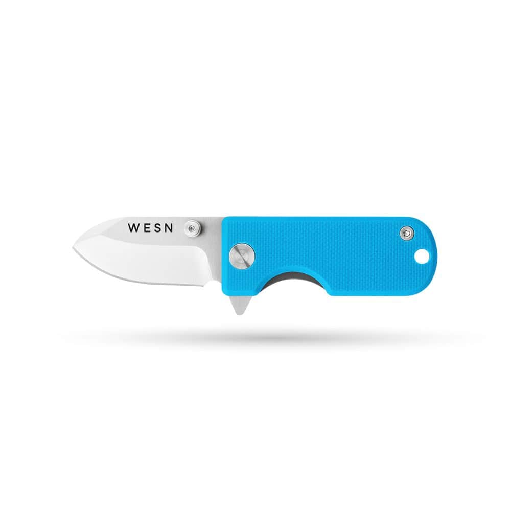 WESN Knife Sky Blue G10 x Titanium The Microblade