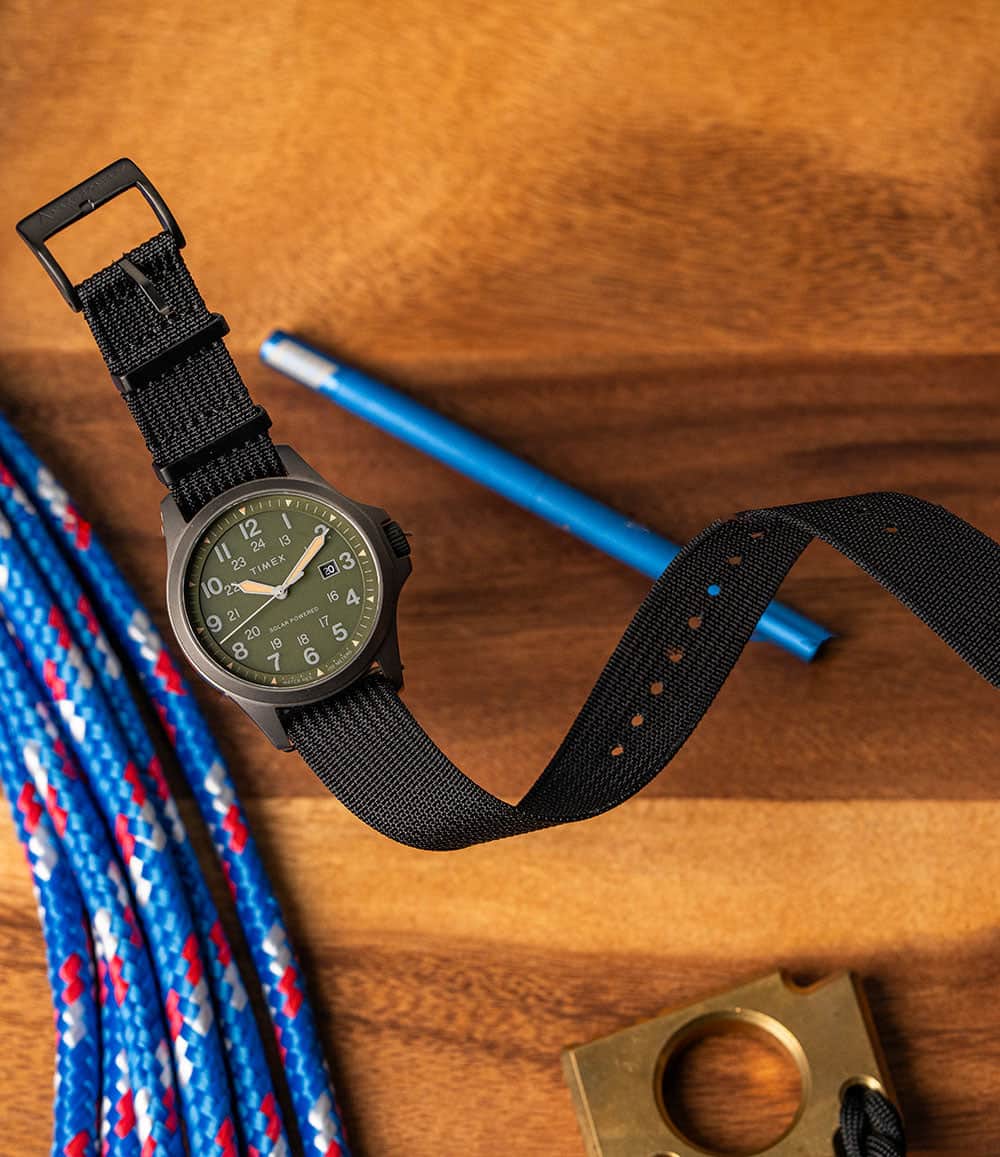 The Anachronist Shop Strap 18mm Black PVD Zero-Pass Ribbed Nylon Strap