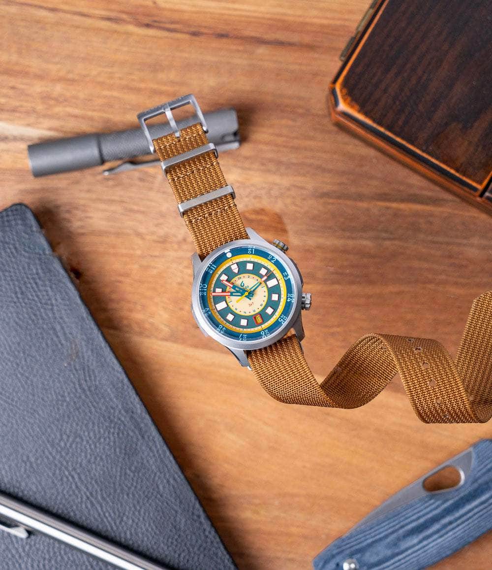 The Anachronist Shop Strap 20mm Coffee Zero-Pass Ribbed Nylon Strap