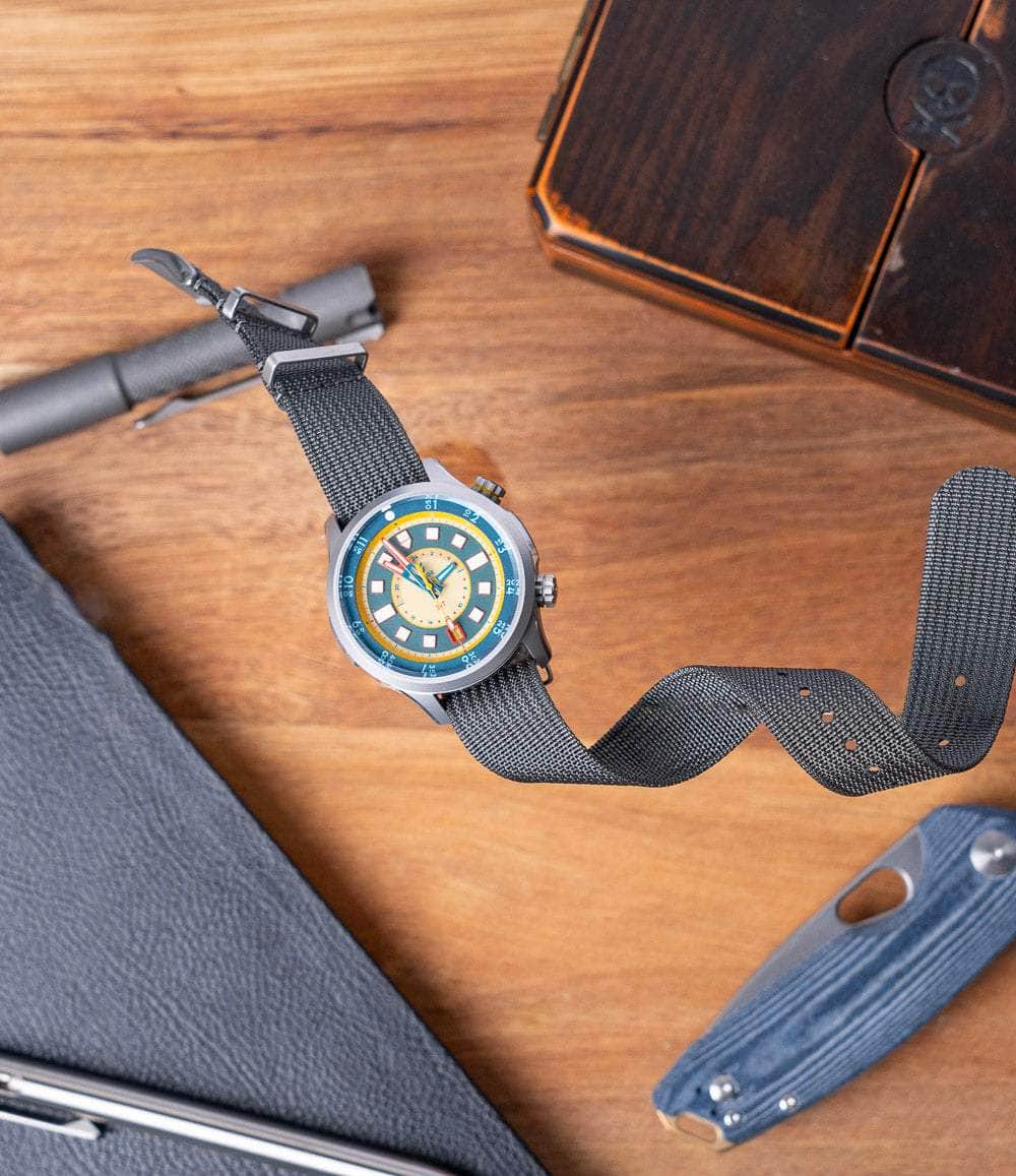 The Anachronist Shop Strap 18mm Steel Grey Zero-Pass Ribbed Nylon Strap