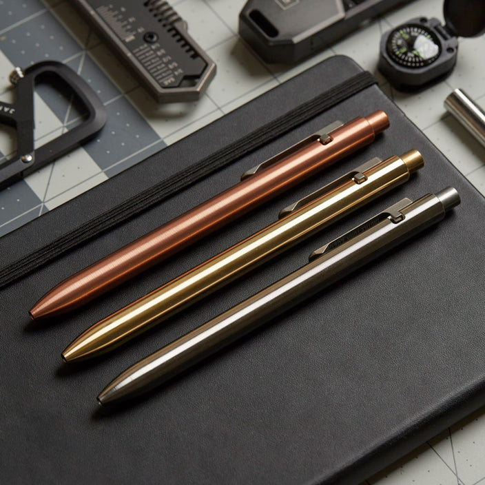 Tactile Turn x BRNLY Brass Slim Side Click EDC Pen