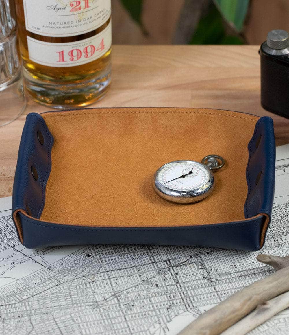 Windup Watch Shop Accessory Navy Leather Valet Tray