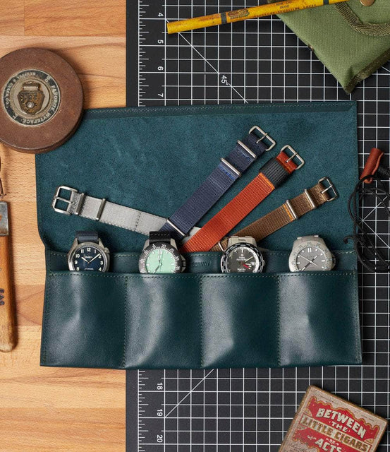 Convoy Co Accessory Green Nappa Leather Watch Roll