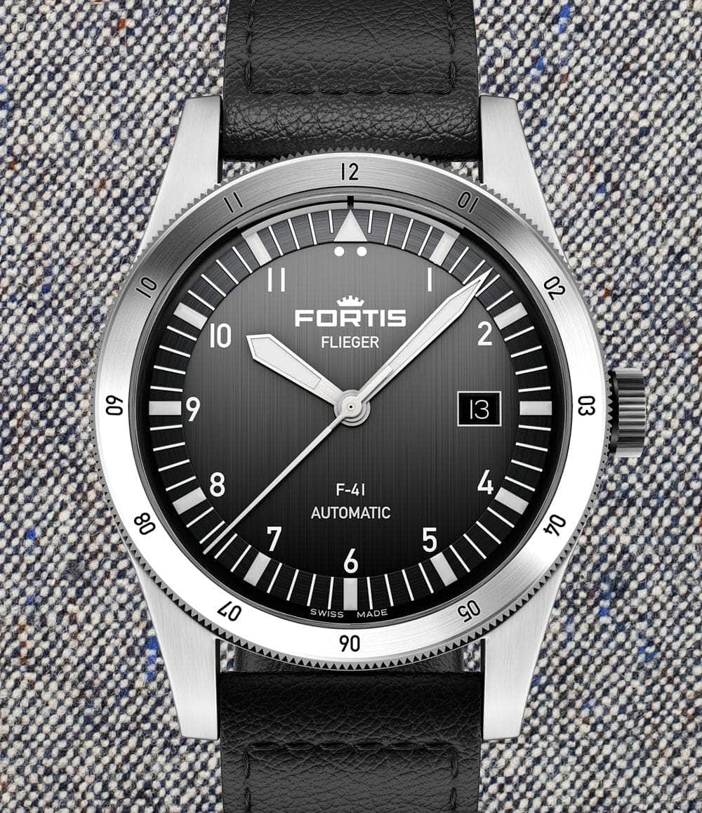 Fortis Watch Black / Aviator Strap Flieger F-41 Automatic