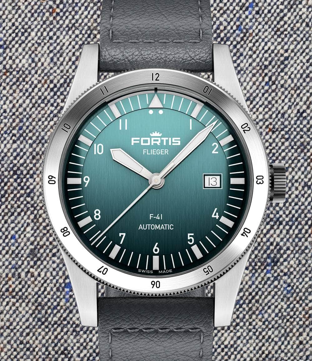 Fortis Watch Petrol / Aviator Strap Flieger F-39 Automatic
