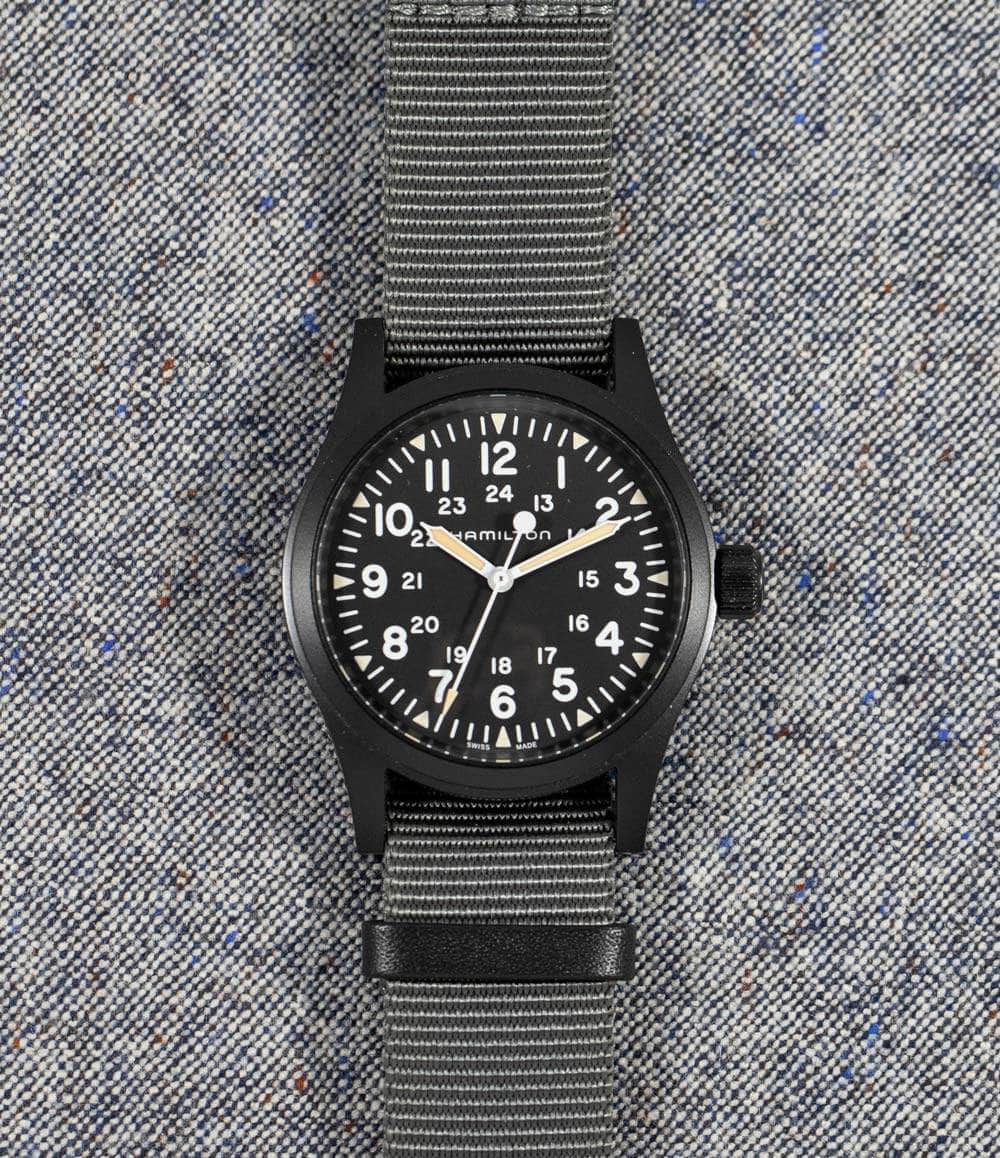 Hamilton Watch Black PVD / Nylon Khaki Field Mechanical