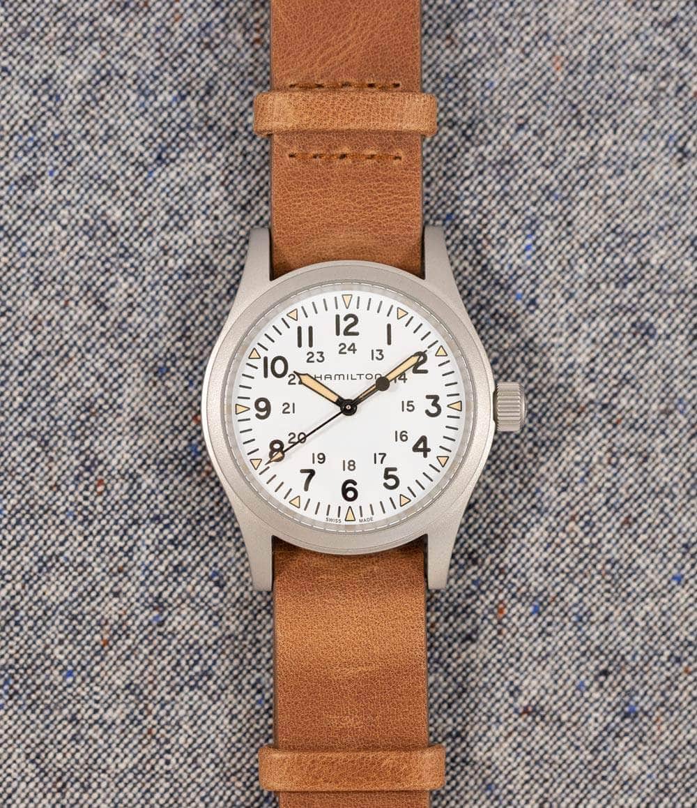 Hamilton Watch White / Leather Khaki Field Mechanical
