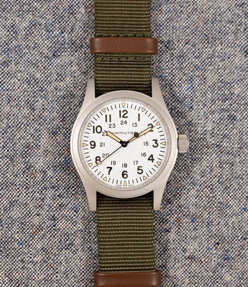 Hamilton Watch White / Nylon Khaki Field Mechanical