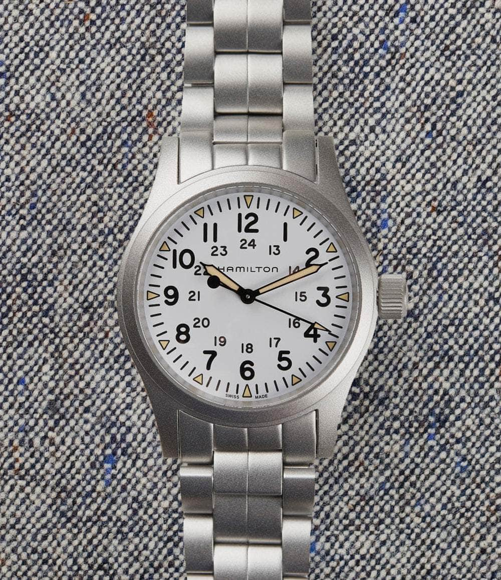 Hamilton Watch White / Steel Bracelet Khaki Field Mechanical