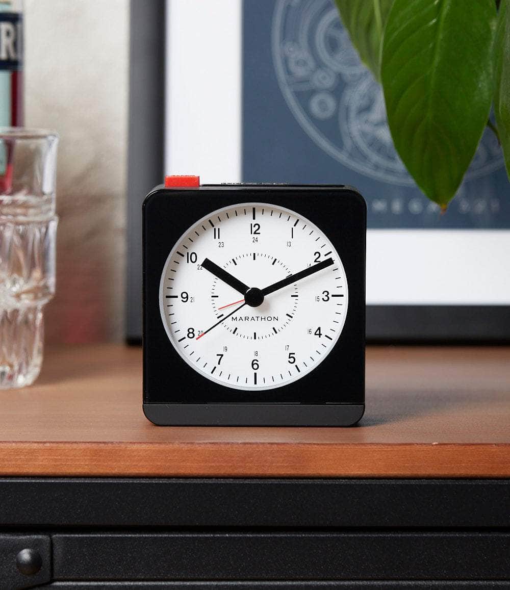 Marathon Clock Black / White Desk Alarm Clock