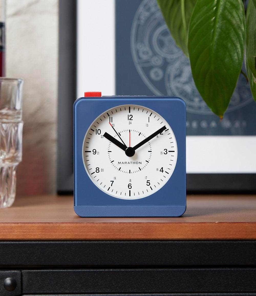 Marathon Clock Blue / White Desk Alarm Clock