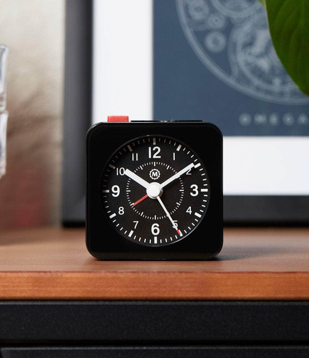 Marathon Clock Black / Black Mini Travel Alarm Clock
