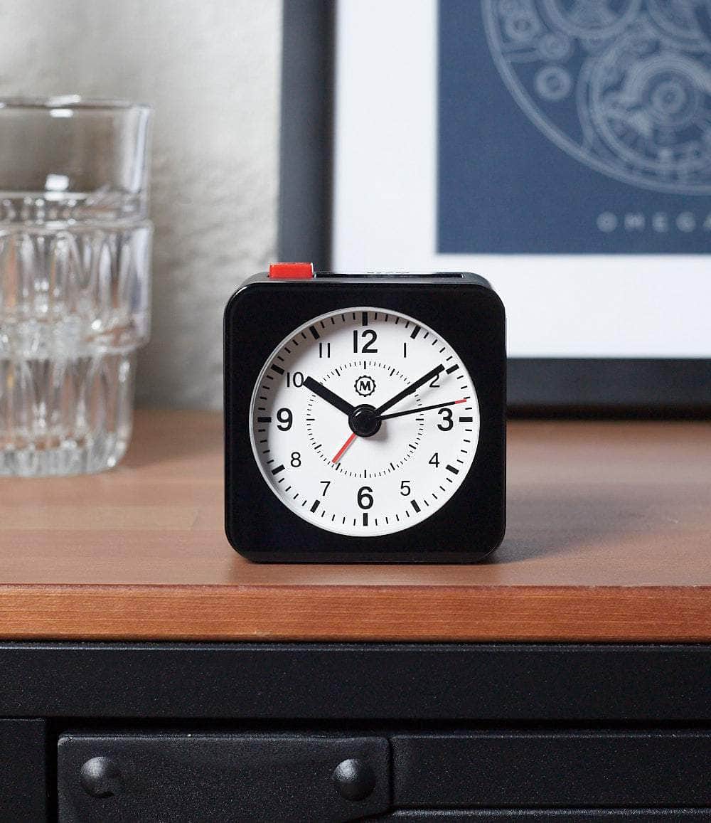 Marathon Clock Black / White Mini Travel Alarm Clock