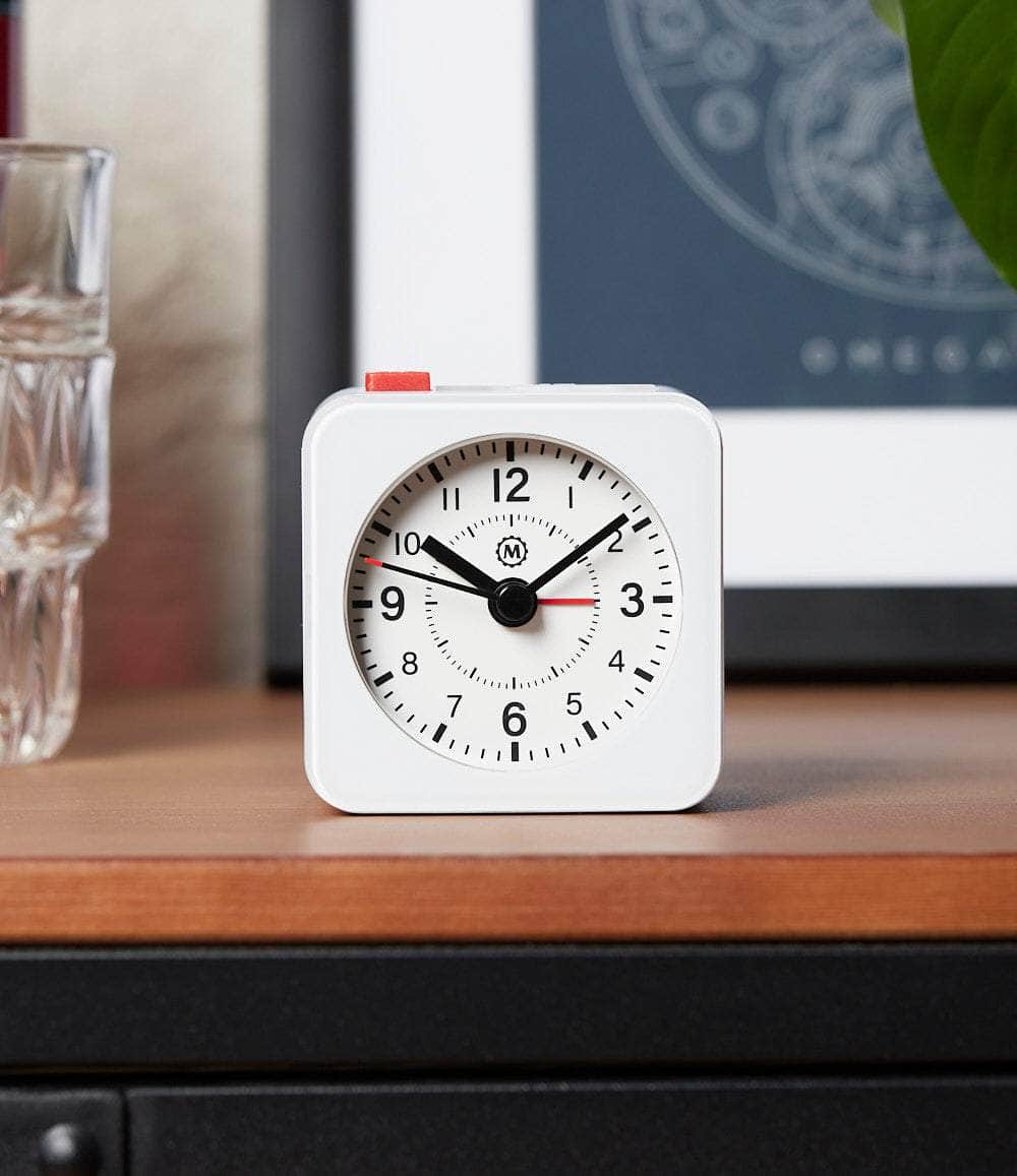 Marathon Clock White / White Mini Travel Alarm Clock