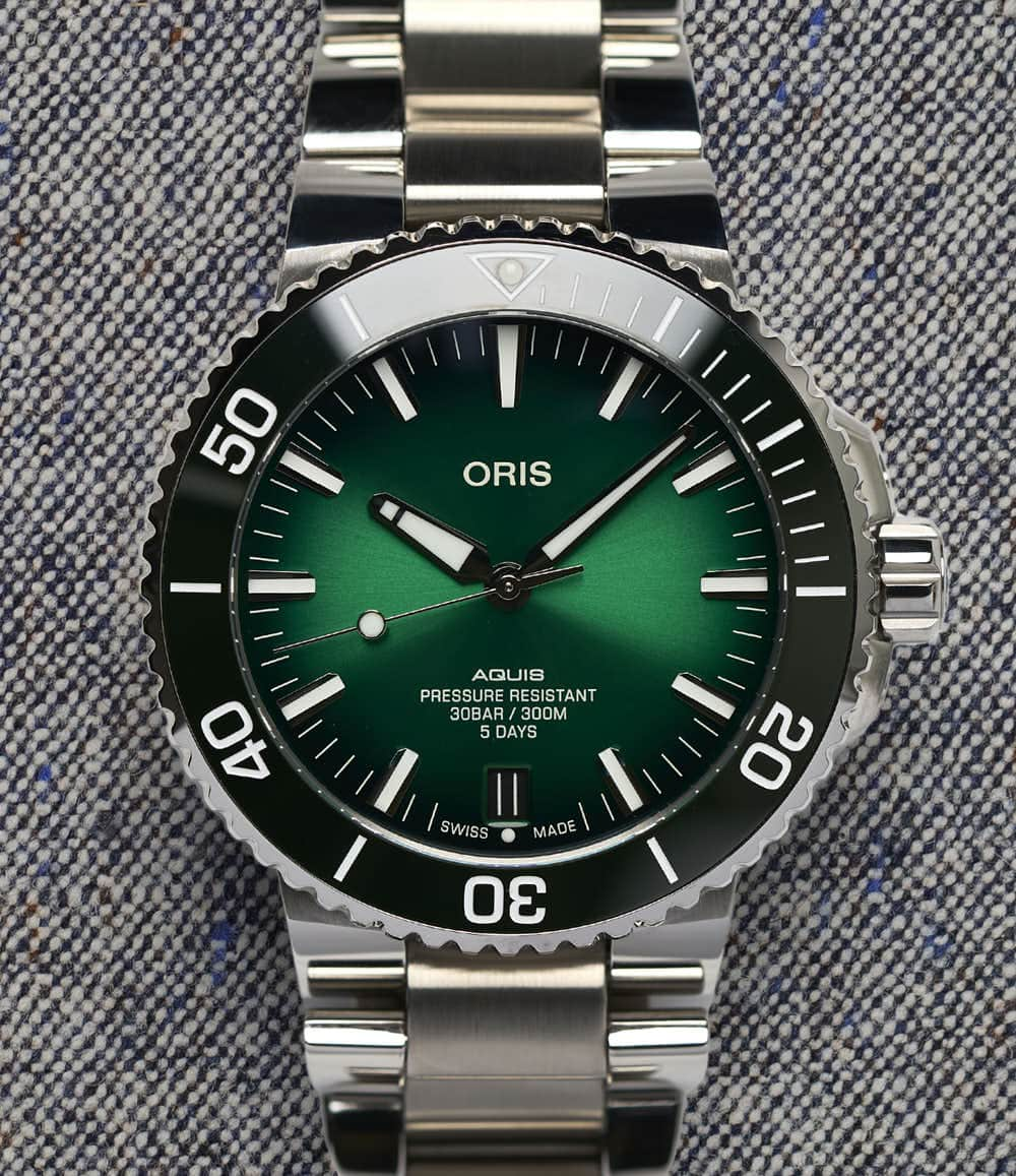 Oris Watch Bracelet / Sunray Green Aquis Date Caliber 400