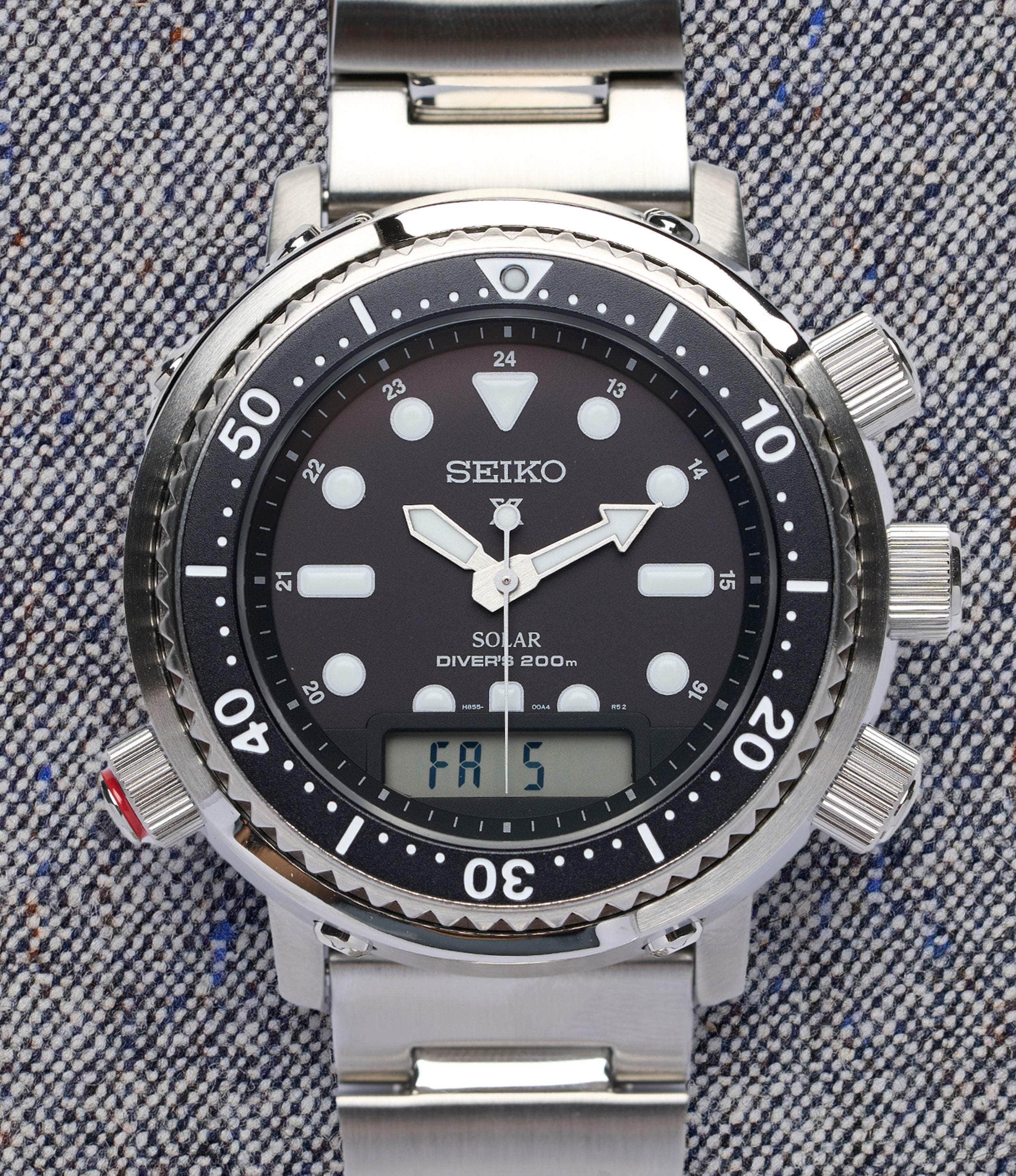 Seiko Watch Silver Bracelet - SNJ033 Prospex Ana-Digi Solar Diver