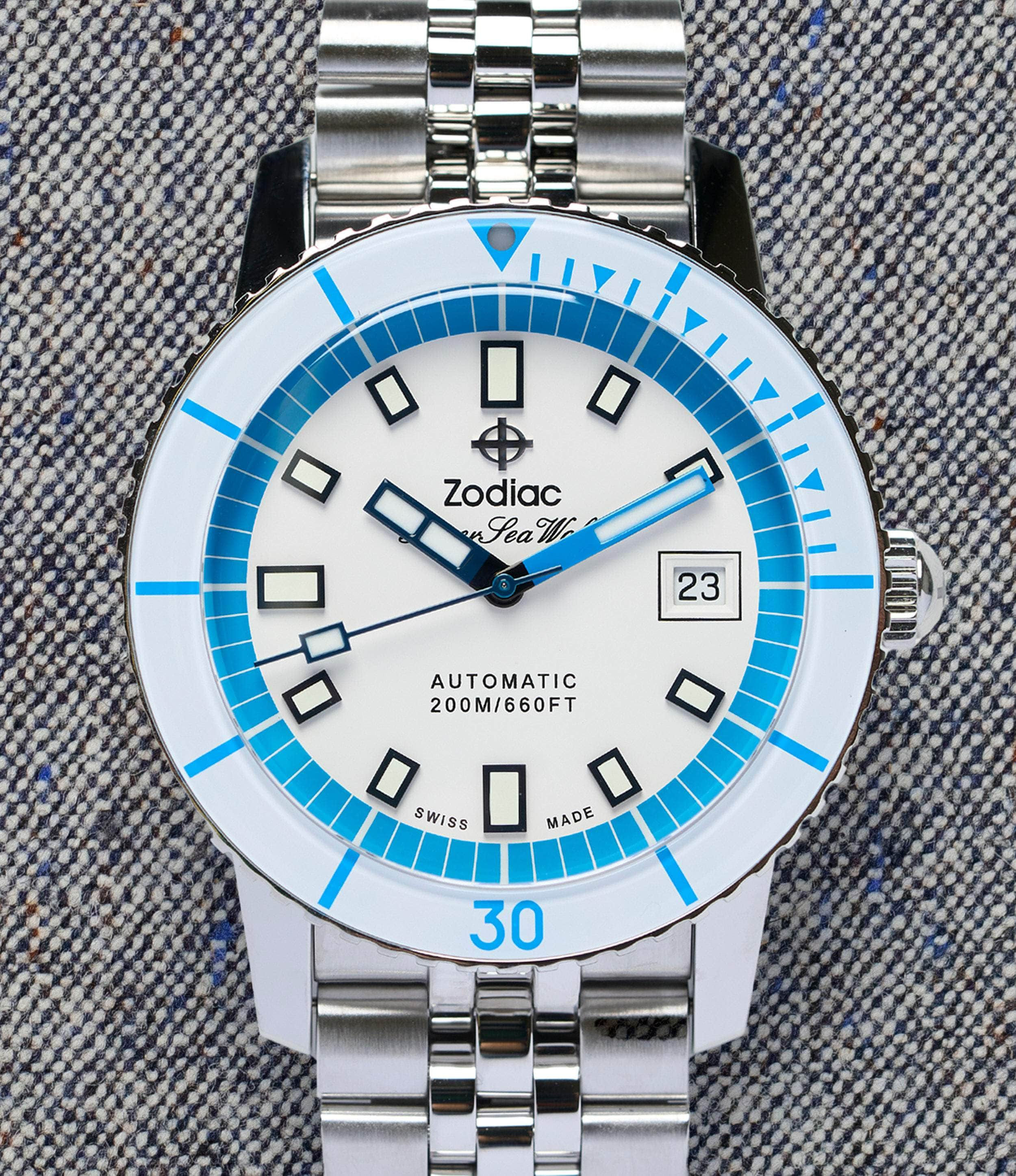 Zodiac Watch Default / White/Blue Super Sea Wolf Compression